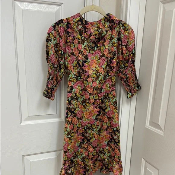Topshop Floral Wrap Dress - Black, Pink, Brown - Picture 9 of 10